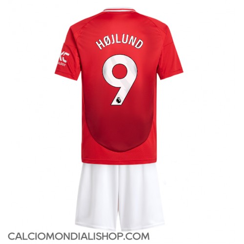 Maglie da calcio Manchester United Rasmus Hojlund #9 Prima Maglia Bambino 2024-25 Manica Corta (+ Pantaloni corti)